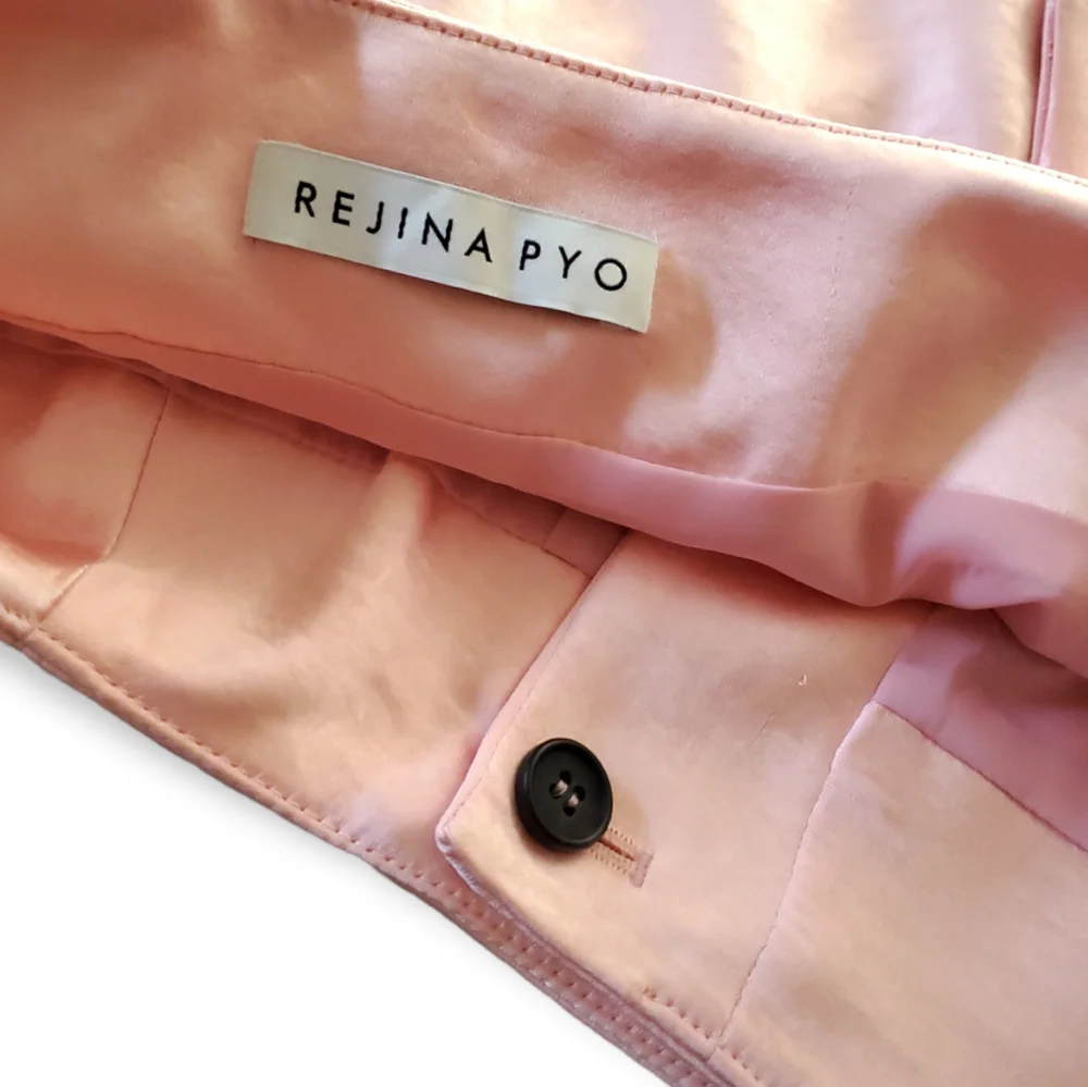 Rejina Pyo | Ellis Belted Light Pink Mid-Length Skirt Belt Size 8 Satin Luxury - Picture 7 of 8
